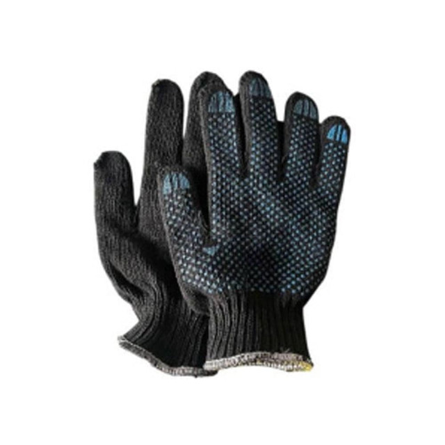 Перчатки трикотажные 8910008 с ПВХ покрытием двойные Зима черные