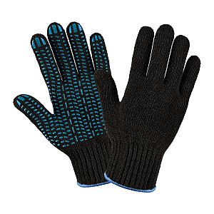 Перчатки трикотажные с ПВХ покрытием двойные Зима черные