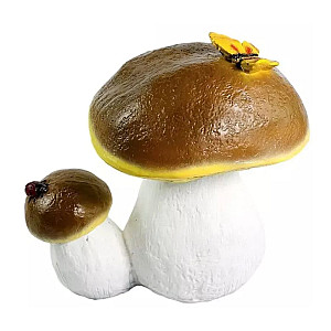 Фигура декоративная Гриб белый двойной с бабочкой 23 см