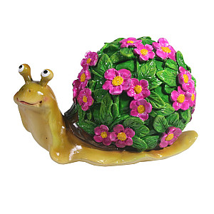 Фигура декоративная Улитка резная акрил цветы розовые 12*14*10 см