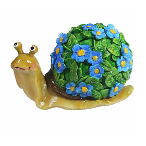 Фигура декоративная Улитка резная акрил цветы голубые 12*14*10 см