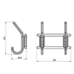 Вешалка Металлист МЕ0000000000537 2-х крючковая пластмасса снежно-белая