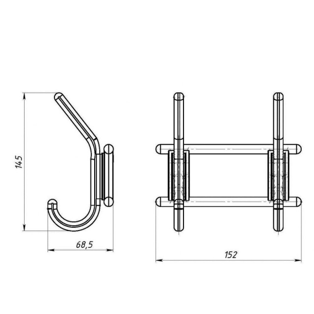 Вешалка Металлист МЕ0000000000537 2-х крючковая пластмасса снежно-белая