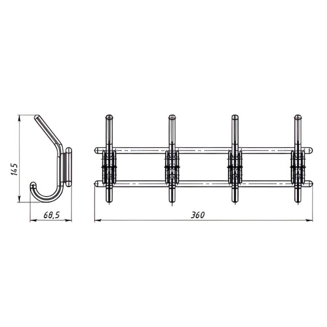 Вешалка Металлист МЕ0000000000679 4-х крючковая пластмасса снежно-белая