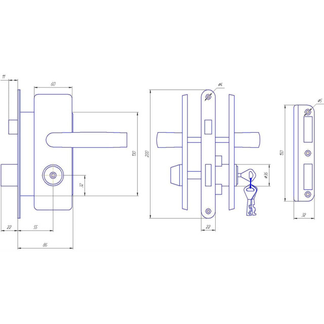 Замок врезной БЗАЛ ШО-25