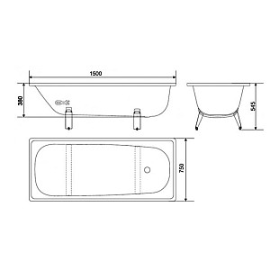 Ванна стальная White Wave Classic эмалированная 1500*750 мм