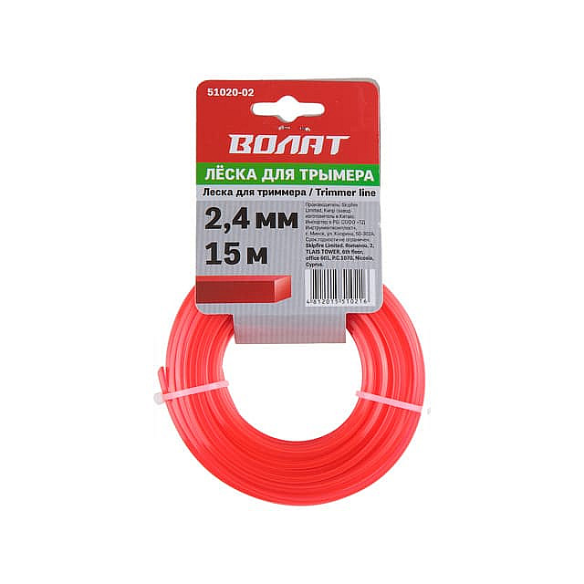 Леска ВОЛАТ 51020-02 ф 2.4 мм *15 м квадратное сечение