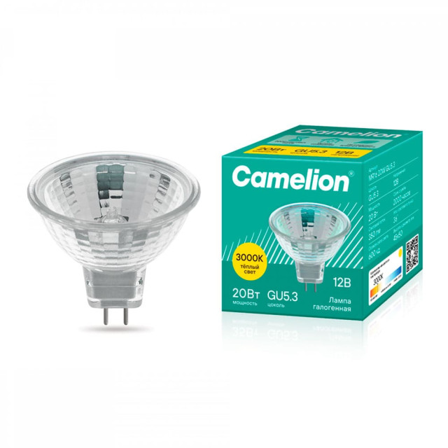Лампа галогенная Camelion 3059 MR-16 20W 12V GU5.3 с защитным стеклом