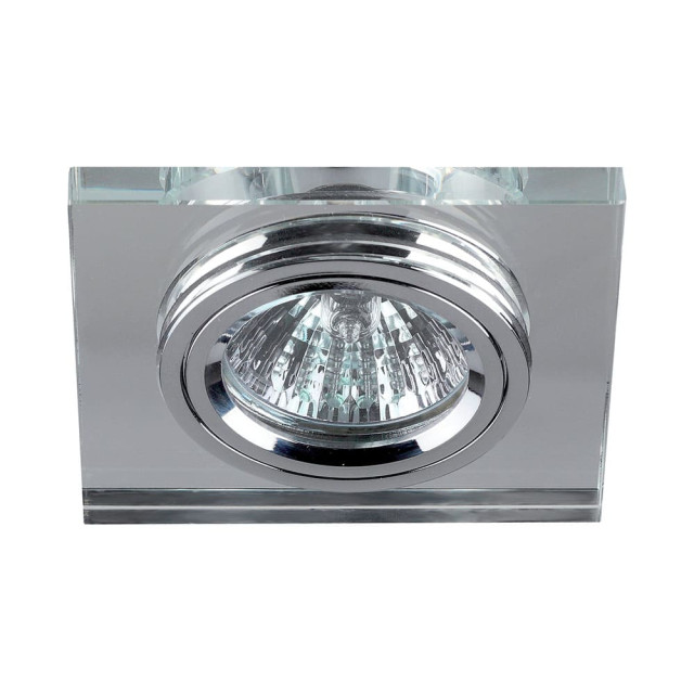 Светильник точечный Эра DK8 C0043740 CH/WH MR16 12V/220V 50W декор стекло квадрат хром/зеркальный