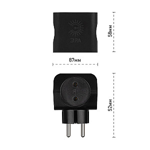 Тройник Эра SP-4-B 4 гнезда без заземления черный