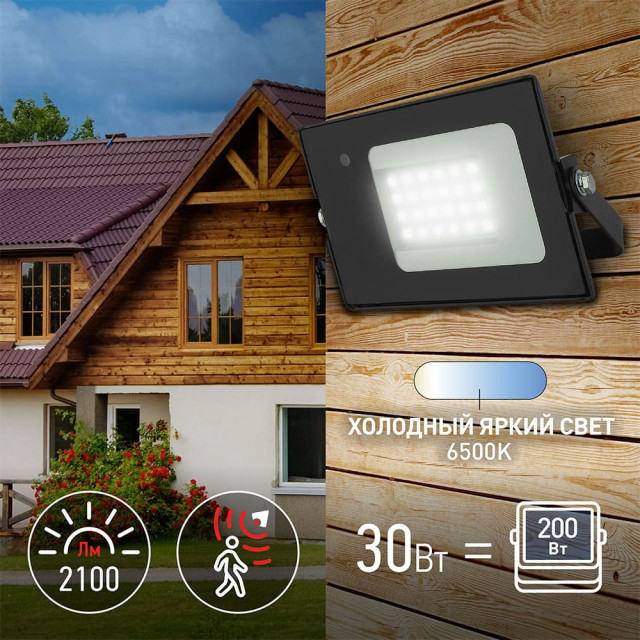 Прожектор Эра Стандарт LPR-041-1-65K-030 Б0043575 30Вт датчик движения нерегулируемый