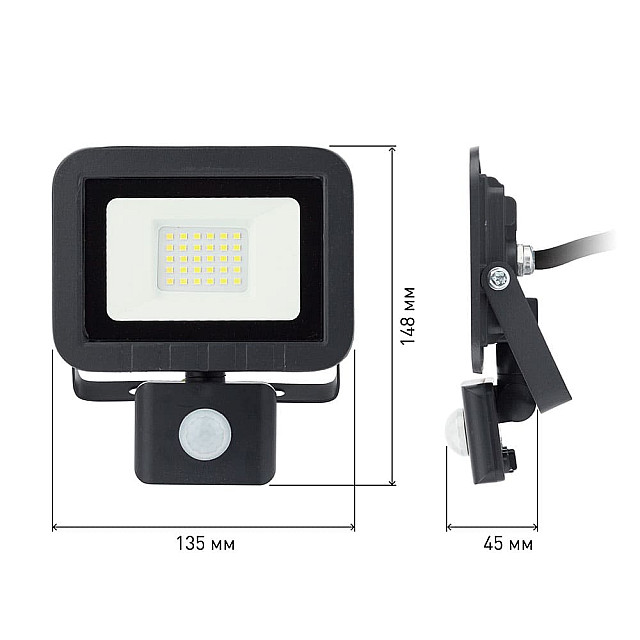 Прожектор Эра Стандарт LPR-041-2-65K-030 датчик движения регулируемый