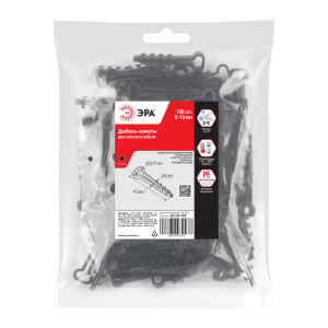 Дюбель хомут Эра NO-224-555 Б0066302 5-10 мм для плоского кабеля черный 100 шт