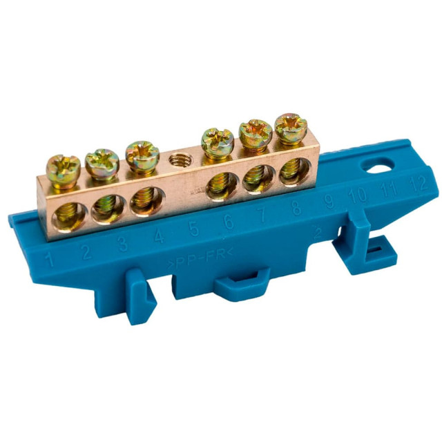 Шина N нулевая Юпитер JP7209-01 6*9 мм 6 групп с изолятором на DIN-рейку