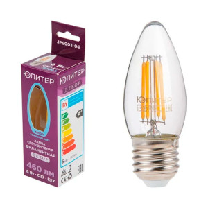Лампа светодиодная Юпитер JP6003-04 C37 6 Вт E27 4000К декор люкс