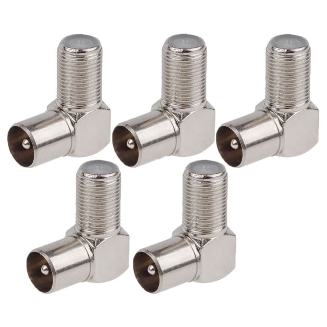 Переходник Юпитер JPZ1-7312-5 гнездо F - штекер TV угловой 5 шт