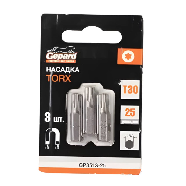 Насадки Gepard GP3513-25 Torx T30 25 мм 3 шт Насадки Gepard GP3513-25 Torx T30 25 мм 3 шт