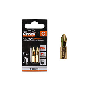 Насадка крестообразная Gepard GP3800-25 PH2 25 мм с титановым напылением 2 шт