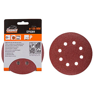 Шлифлист Gepard GP5001-40 125 мм круг Р40 для дерева 8 отверстий 5 шт