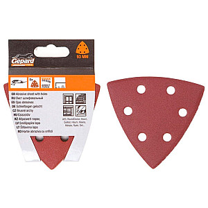 Шлифлист Gepard GP5006-80 93 мм дельта Р80 для дерева 6 отверстий 5 шт
