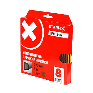 Уплотнитель Starfix SF1012-02 сдвоенный профиль D 9*8 мм коричневый 6 м