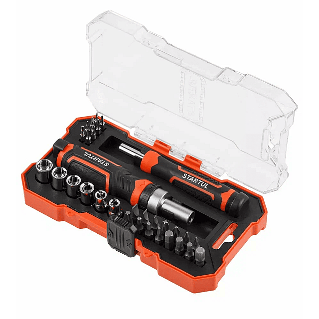 Отвертка реверсивная Startul Profi ST3095-31 с набором головок и бит 31 предмет