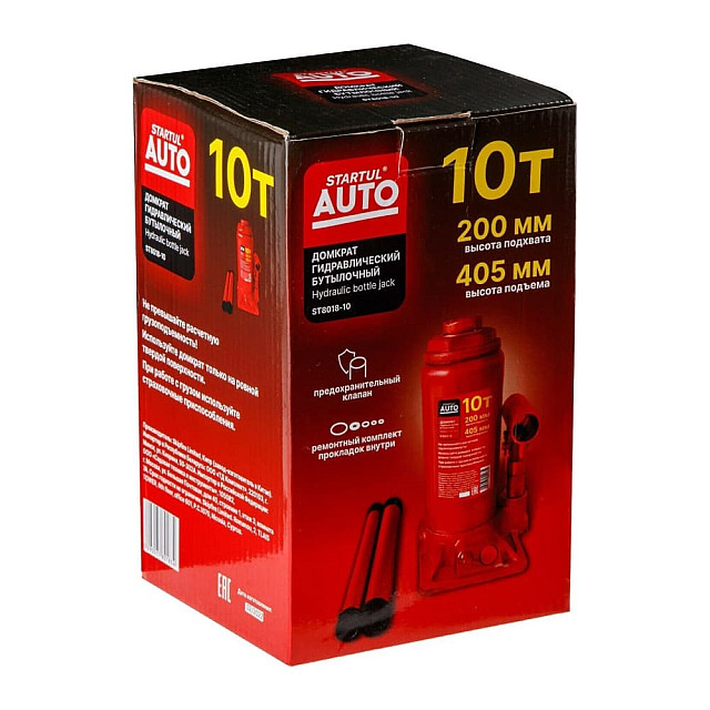 Домкрат гидравлический Startul Auto ST8018-10 бутылочный 10 т высота подъема 200-405 мм