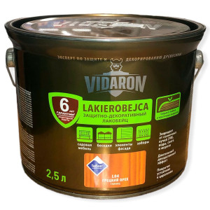 Защитно-декоративный Лакобейц Vidaron L04 орех грецкий 2.5 л