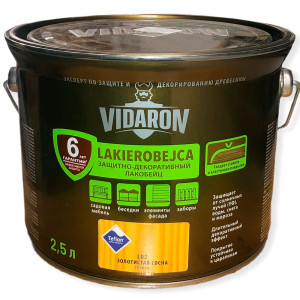 Защитно-декоративный Лакобейц Vidaron L02 золотистая сосна 2.5 л