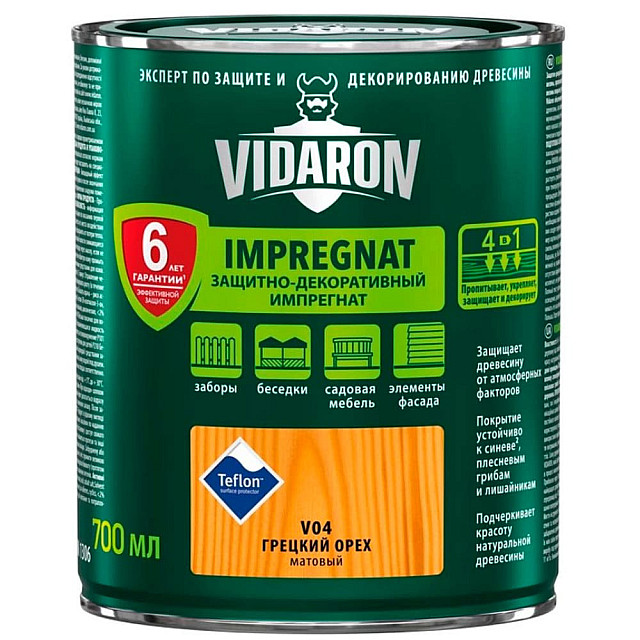 Защитно-декоративный Импрегнат Vidaron V04 орех грецкий 0.7 л Защитно-декоративный Импрегнат Vidaron V04 орех грецкий 0.7 л