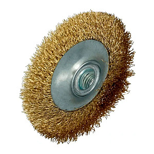 Щетка тарелка Faster Tools 3527 M14 100 мм латунированная проволока