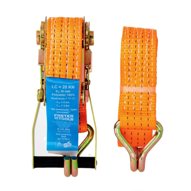 Ремень стяжной Faster Tools 4408 с крюками 8 м*38 мм