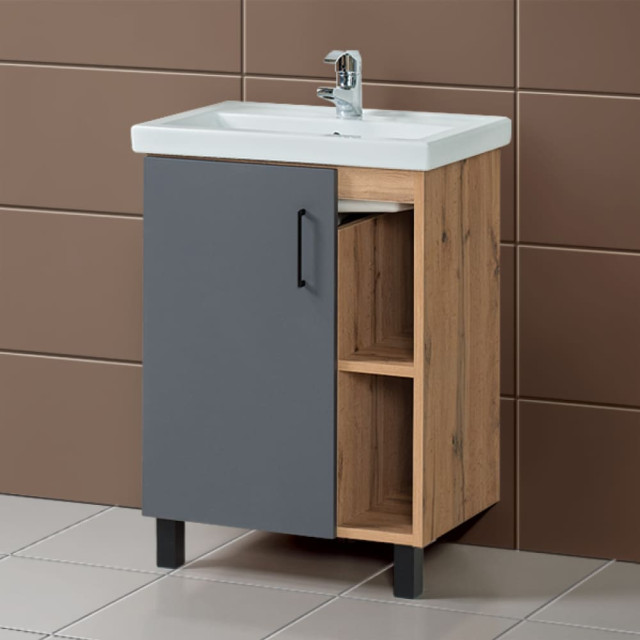 Тумба напольная Акваль Лофт 60 с умывальником Керамин Эридан 60