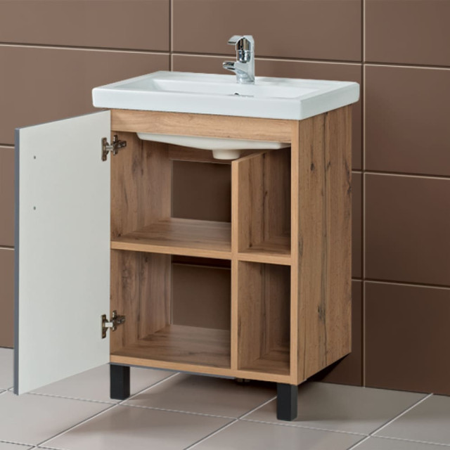 Тумба напольная Акваль Лофт 60 с умывальником Керамин Эридан 60