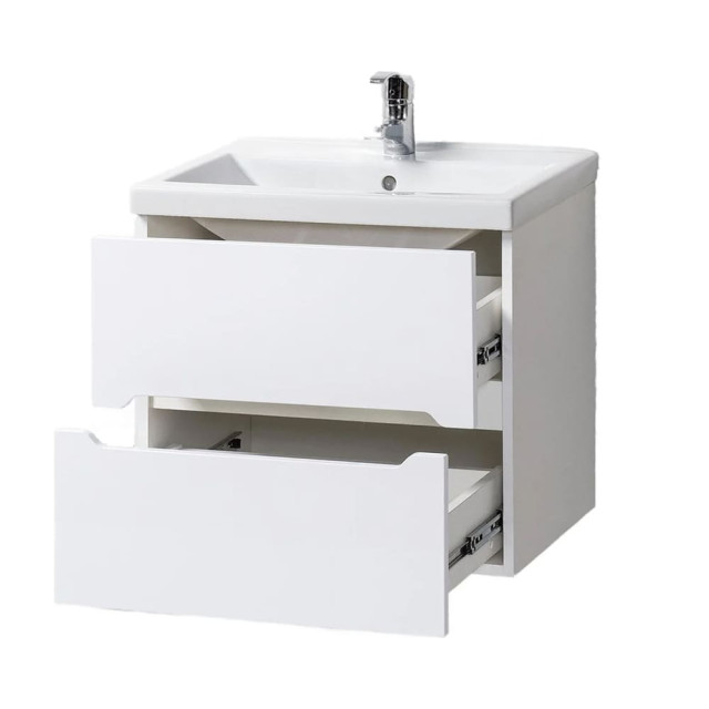 Тумба подвесная Акваль Верна 60  под умывальник с умывальником Эридан 60