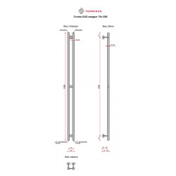 Полотенцесушитель Terminus Duo стойка квадрат RAL9003/9005 70*1200 мм
