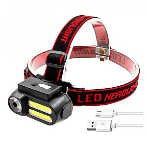 Фонарь налобный NSY YM-611 зарядка micro в комплекте высокая яркость LED+COB