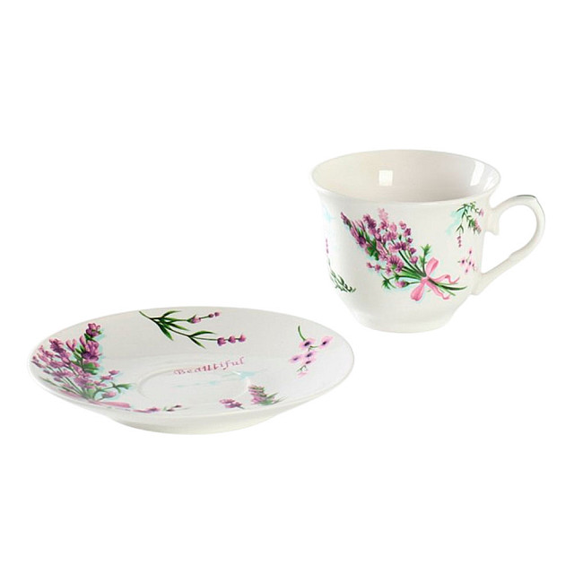 Чайная пара Доляна Лаванда 3801240 чашка и блюдце 220 мл