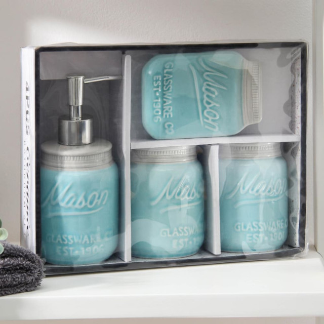 Набор для ванной Доляна 5426119 Рони 4 предмета голубой