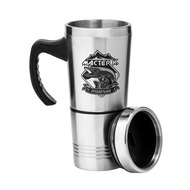 Термокружка двухуровневая Мастер К Охота Лучший рыбак 7432568 350+200 мл