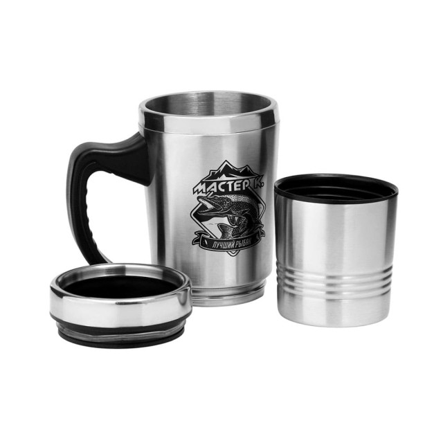 Термокружка двухуровневая Мастер К Охота Лучший рыбак 7432568 350+200 мл