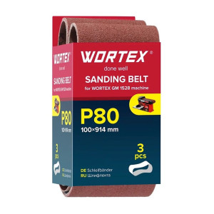 Шлифлента Wortex 1325975 100*914 мм P80 бесконечная 3 шт