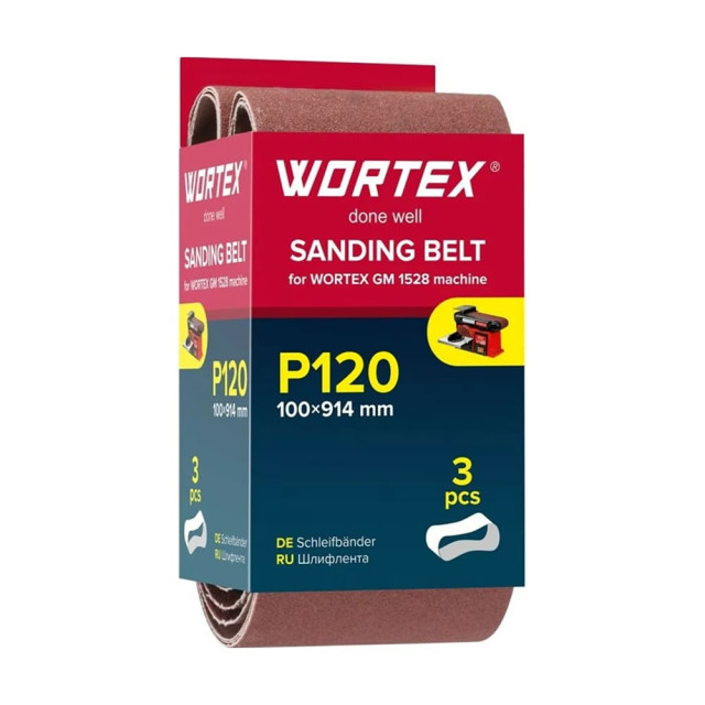 Шлифлента Wortex 1325976 100*914 мм P120 бесконечная 3 шт
