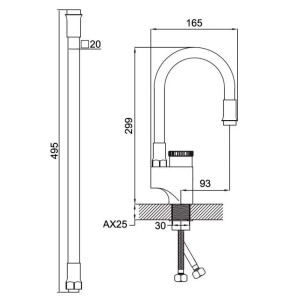 Смеситель для кухни Potato P58388-6 с гибким изливом черный