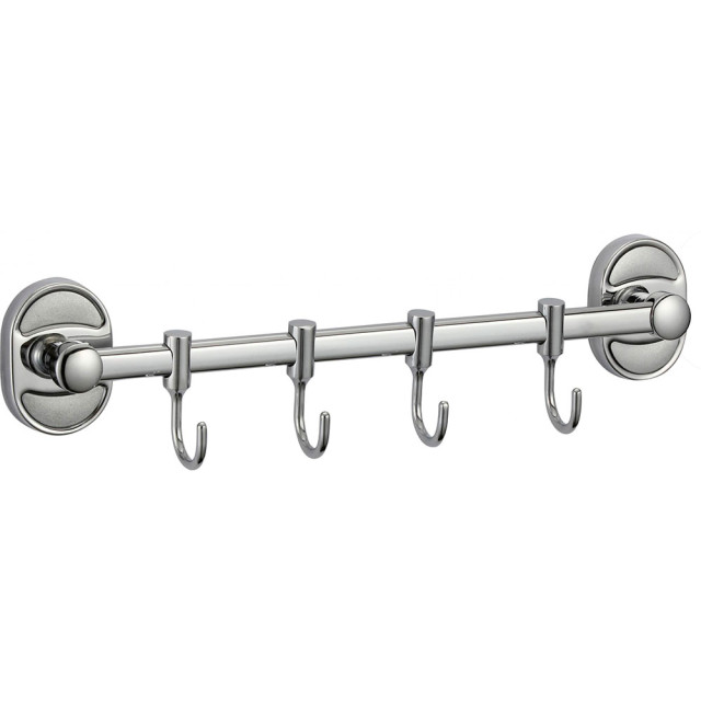 Планка Savol S-008204 с четырьмя крючками хром Планка Savol S-008204 с четырьмя крючками хром