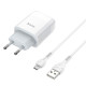 Зарядное устройство сетевое Hoco N2 USB с кабелем Lightning белый