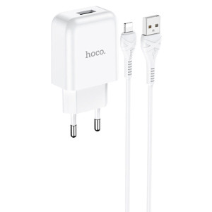 Зарядное устройство сетевое Hoco N2 USB с кабелем Lightning белый