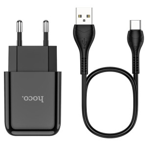 Зарядное устройство сетевое Hoco N2 USB с кабелем Type-C черный