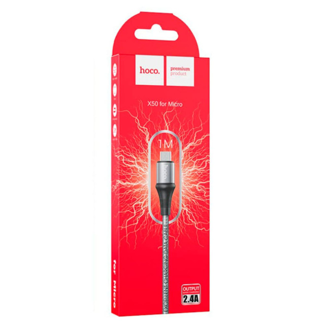 Кабель Hoco X50 MicroUSB - USB серый 1 м