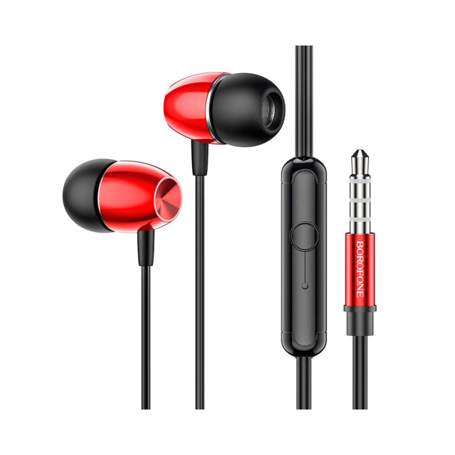 Наушники Borofone BM57 39223 внутриканальные с микрофоном красный 1.2 м